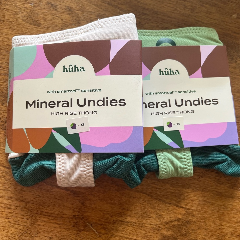 Mineral Undies High Rise Thong - White and Green